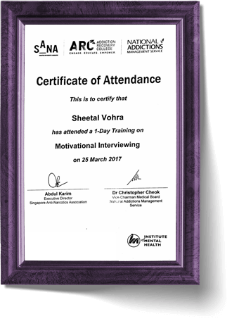 Institute of Mental Health Certificate - Sheetal Vohra